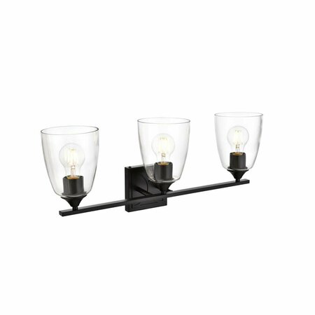 CLING 110 V Three Light Vanity Wall Lamp, Black CL2958329